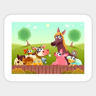 Funny farm animals smiling Sticker